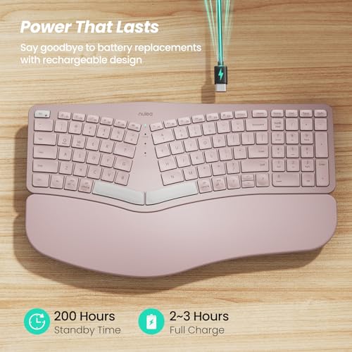 Nulea RT05B Wireless Ergonomic Split Keyboard - Pink Grey