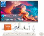 HP All in one Desktop PC with Office Lifetime License, 21.5" FHD Display, 32 GB RAM, 1 TB SSD, Intel Celeron J4025, Webcam, Intel Graphics, Wi-Fi 6, Bluetooth, HDMI, Windows 11 Pro w/RH- Accessories
