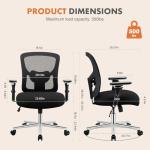 Sweetcrispy Big and Tall Office Desk Chair with Lumbar Support, 500lbs Heavy Duty Mesh Ergonomic Computer Chair with 4D Armrest and Wide Comfy Seat, Wheels for Adult