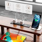 Furologee 60" Computer Desk with 4 Drawers and Printer Space, Gaming Desk with LED Lights and USB Power Outlets, Office Desk with Fabric File Cabinet, Work Table with Shelf for Bedroom, Rustic Brown