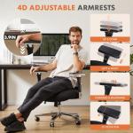 Sweetcrispy Big and Tall Office Desk Chair with Lumbar Support, 500lbs Heavy Duty Mesh Ergonomic Computer Chair with 4D Armrest and Wide Comfy Seat, Wheels for Adult