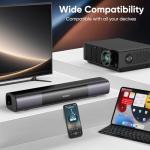 RIOWOIS Sound Bar for Smart TV, Bass Boost and Crisp Vocals,Bluetooth Soundbar for TV/PC/Gaming/Projectors,Optical/AUX/Wall Mount,17inch