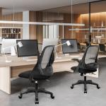 NEO CHAIR Office Desk Computer Gaming Ergonomic Chair with Lumbar Back Support Adjustable Height Swivel Wheels Flip-up Arms Mesh Chair for Home or Office (Black)