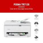 Canon PIXMA TR7120 Wireless Color Inkjet Printer for Duplex Printing, White – Home Printer with Copier/Scanner, Auto Document Feeder, Compact Design, Intuitive Control Panel