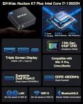 GMKtec Mini PC, K7 Plus 13th Gen Intel Core i7-13620H (10C/16T, up to 4.9GHz), 32GB DDR5 RAM (16GB*2)/1TB PCIe SSD Mini Desktop Computer, i226V Dual LAN/USB-C/USB4.0/8K UHD/WiFi 6/BT5.2