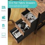 Lufeiya 47 inch Computer Desk with 4 Fabric Drawers, Reversible Writing Work Study Desk for Home Office Bedroom, Modern Simple Student PC Desks, Rustic Brown