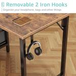 Lufeiya 47 inch Computer Desk with 4 Fabric Drawers, Reversible Writing Work Study Desk for Home Office Bedroom, Modern Simple Student PC Desks, Rustic Brown