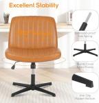 DUMOS Criss Cross Chair Legged Office Wide Comfy Desk Seat, No Wheels Armless Computer Task Seating, Swivel Vanity Home Height Adjustable