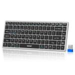TECKNET Bluetooth Keyboard Rechargeable, 4-Device (2.4G+3BT) Wireless Keyboard, Ultra-Slim Quiet Typing, 14 Hotkeys Computer Keyboard for PC/Laptop/Smart TV/Tablet