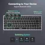 TECKNET Bluetooth Keyboard Rechargeable, 4-Device (2.4G+3BT) Wireless Keyboard, Ultra-Slim Quiet Typing, 14 Hotkeys Computer Keyboard for PC/Laptop/Smart TV/Tablet