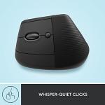 Logitech Lift Vertical Ergonomic Mouse, Wireless Bluetooth or USB Receiver, Quiet Clicks, 4 Buttons, Left Hand Wireless Mouse, Windows/macOS/iPadOS, Laptop, PC - Graphite