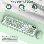 Wireless Keyboard and Mouse Combo, Full-Sized Wireless Keyboard and Adjustable DPI Mouse, 2.4GHz USB Receiver, Silent Keyboard and Mouse for PC, Windows, MAC, Desktop, Laptop (Avocado Green)