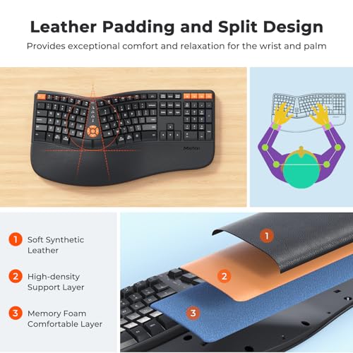 Wireless Ergonomic Keyboard and Mouse Combo - Black