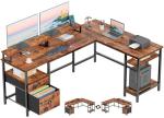 Furologee 66" L-Shaped Computer Desk with Shelves