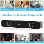 ECPAUTECH Portable Wireless Speaker Home Bluetooth Sound Bar with Multi-Color Flashing Lights Compatible for PC, Laptop, Smartphones (Black & Orange)