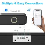 ECPAUTECH Portable Wireless Speaker Home Bluetooth Sound Bar with Multi-Color Flashing Lights Compatible for PC, Laptop, Smartphones (Black & Orange)