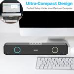 ECPAUTECH Portable Wireless Speaker Home Bluetooth Sound Bar with Multi-Color Flashing Lights Compatible for PC, Laptop, Smartphones (Black & Orange)