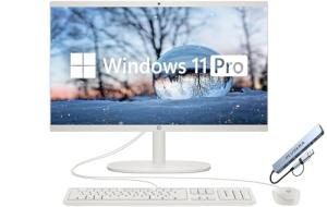 HP 21.5" FHD All-in-One Desktop Computer, 32GB RAM 1.5TB Storage (1TB SSD+512GB Docking Station Set), Dual-Core Intel Celeron, Windows 11 Pro with Microsoft Office Home & Business Included, Snow White