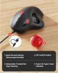 Nulea M509 Trackball Mouse Wired, Ergonomic Design, Easy Thumb Control, Precise & Smooth Tracking, 2-in-1 Interface (Type A &Type C), Compatible for PC, Laptop, Mac, Windows(Red).