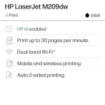 HP LaserJet M209dw Wireless Black-and-White Printer