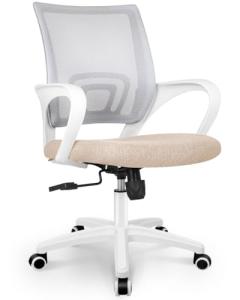 NEO CHAIR Office Desk Computer Chair Ergonomic Mesh Gaming Mid Back Seat with Comfy Lumbar Support Adjustable Height Swivel for Home Task (Beige)