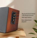 cinnkeyi 50W Wooden Bookshelf Speakers, Passive 2.0 Computer Speakers,PC Speaker Bluetooth/RCA/AUX（3.5mm）/USB Inputs TV Speakers for TV/PC/Laptop/Turntable, Strong Bass TV/Turntable Speaker