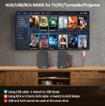 cinnkeyi 50W Wooden Bookshelf Speakers, Passive 2.0 Computer Speakers,PC Speaker Bluetooth/RCA/AUX（3.5mm）/USB Inputs TV Speakers for TV/PC/Laptop/Turntable, Strong Bass TV/Turntable Speaker