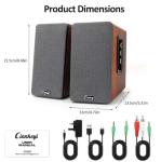 cinnkeyi 50W Wooden Bookshelf Speakers, Passive 2.0 Computer Speakers,PC Speaker Bluetooth/RCA/AUX（3.5mm）/USB Inputs TV Speakers for TV/PC/Laptop/Turntable, Strong Bass TV/Turntable Speaker