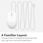 Macally Wired USB C Mouse for Mac and PC - Slim, Quiet, and Reliable - Type C Mouse for MacBook Pro/Air, iMac, Apple iPad, Laptop, Computer Desktop with 3 Button, Scroll Wheel, USBC, and 4 DPI Mode