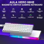 AULA Hero 68 HE 60% Gaming Keyboard Wired, Hall Effect Magnetic Switch Keyboard with Adjustable Actuation, Fast Trigger Mode, 8K Hz Polling Rate, 0.125ms Latency,Side Printed PBT Keycaps, RGB Backlit