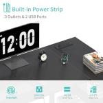 Lufeiya L Shaped Computer Desk with Power Outlet Shelves, 47 Inch Corner Desk for Home Office Bedroom, L-Shaped Study Writing Working PC Desks, Black