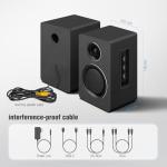 Computer Speakers for Desktop PC, Active Bookshelf Speaker with 3‘’ Carbon Fiber Woofer and Silk Film Tweeter ,Supports Bluetooth 5.3, USB-C, AUX/RCA Input for Record Player TV - Black Stereo Set