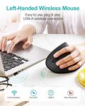 Lekvey Left Handed Ergonomic Mouse, Vertical Wireless Mouse for Left Hand, 2.4G USB Carpal Tunnel Lefty Mouse, 3 Adjustable DPI, 6 Buttons, for Laptop, PC, Computer, Mac, Windows, Desktop - Black