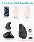 Lekvey Left Handed Ergonomic Mouse, Vertical Wireless Mouse for Left Hand, 2.4G USB Carpal Tunnel Lefty Mouse, 3 Adjustable DPI, 6 Buttons, for Laptop, PC, Computer, Mac, Windows, Desktop - Black