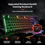Redragon K521 Upgrade Rainbow LED Gaming Keyboard, 104 Keys Wired Mechanical Feeling Keyboard with Multimedia Keys, One-Touch Backlit, Anti-Ghosting, Compatible with PC, Mac, PS4/5, Xbox