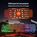 Redragon K521 Upgrade Rainbow LED Gaming Keyboard, 104 Keys Wired Mechanical Feeling Keyboard with Multimedia Keys, One-Touch Backlit, Anti-Ghosting, Compatible with PC, Mac, PS4/5, Xbox