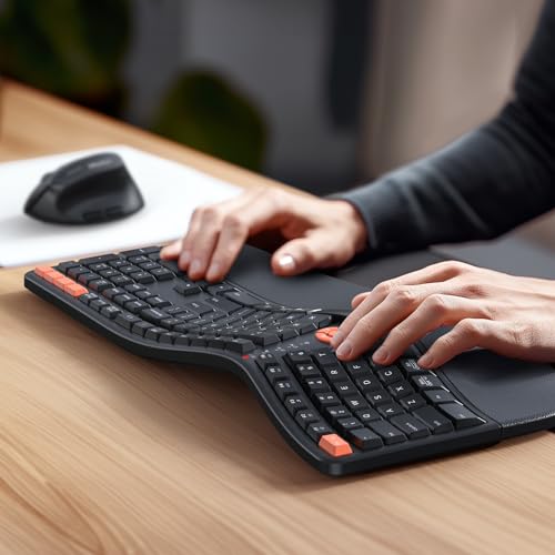 Wireless Ergonomic Keyboard and Mouse Combo - Black