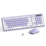 Wireless Keyboard and Mouse Combo, Full-Sized Wireless Keyboard and Adjustable DPI Mouse, 2.4GHz USB Receiver, Silent Keyboard and Mouse for PC, Windows, MAC, Desktop, Laptop(Purple)