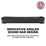 GOgroove Computer Speaker Mini Soundbar - USB Powered PC Sound Bar with Easy Setup Wired AUX, Stereo Audio, Microphone Port, Volume Control Knob, Under Monitor Design for Desktop (Blackout)
