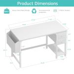 Lufeiya White Computer Desk with Drawers - 47 Inch PC Desk for Small Space Bedroom Home Office, Modern Simple Study Writing Table Desks with Storage Shelf, White