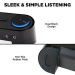 GOgroove Computer Speaker Mini Soundbar - USB Powered PC Sound Bar with Easy Setup Wired AUX, Stereo Audio, Microphone Port, Volume Control Knob, Under Monitor Design for Desktop (Blackout)