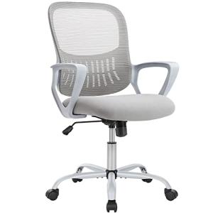 Office Chair, Mid Back Computer Ergonomic Mesh Desk with Larger Seat, Executive Height Adjustable Swivel Task with Lumbar Support and Armrests for Women Adults
