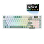Redragon K719 Wireless Gasket Gaming Keyboard w/Hype Screen & Knob, 95 Keys Mechanical Keyboard, Easy-Control 1.14’’ TFT Info Display, 5-Layer Noise Dampening, Custom Linear Switch, Jade Cloud Color
