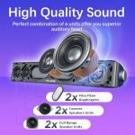 Nylavee Computer Speakers with Subwoofer, 2.1 PC Speakers System with Bluetooth 5.4 & 3.5mm Aux-in, 60W Peak Power, AC Adapter Powered Computer Sound Bar for Desktop PC, Laptop, Monitor, Gaming