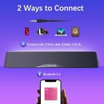 Nylavee Computer Speakers with Subwoofer, 2.1 PC Speakers System with Bluetooth 5.4 & 3.5mm Aux-in, 60W Peak Power, AC Adapter Powered Computer Sound Bar for Desktop PC, Laptop, Monitor, Gaming