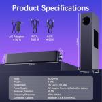 Nylavee Computer Speakers with Subwoofer, 2.1 PC Speakers System with Bluetooth 5.4 & 3.5mm Aux-in, 60W Peak Power, AC Adapter Powered Computer Sound Bar for Desktop PC, Laptop, Monitor, Gaming