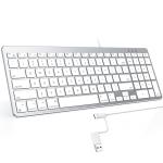OMOTON Wired Keyboard Compatible with Mac, with Dual Interface (USB and Type-C), Numeric Keypad Compatible with MacBook Pro/Air, iMac, Mac mini/Pro Laptop, Silver