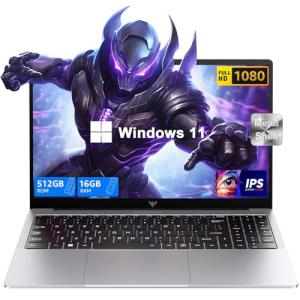 Laptop, 2025 New Laptop Computer with Intel N150 Processor(Up to 3.6GHz), 16GB RAM 512GB NVMe SSD, 15.6" FHD Display, Windows 11/Student/Business Laptop, Metal Shell, HDMI, USB3.2, 5000mAh Battery