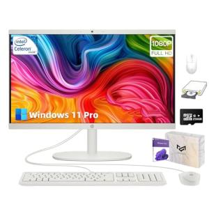 HP 21.5 All in One Desktop Computer - Full HD Anti-Glare • Intel Celeron J4025 • for Home & Study • 16GB RAM 512GB SSD • Business AIO PC • WiFi 6 • Bluetooth • Win 11 Pro • w/Accessory Kit