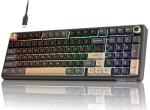 RK ROYAL KLUDGE R98 Pro Wired Mechanical Keyboard, 96% Creamy Gaming Keyboard RGB Backlit with Number Pad and Volume Knob, Gasket Mount, MDA Profile PBT Keycaps, Hot Swappable Pre-lubed Linear Switch